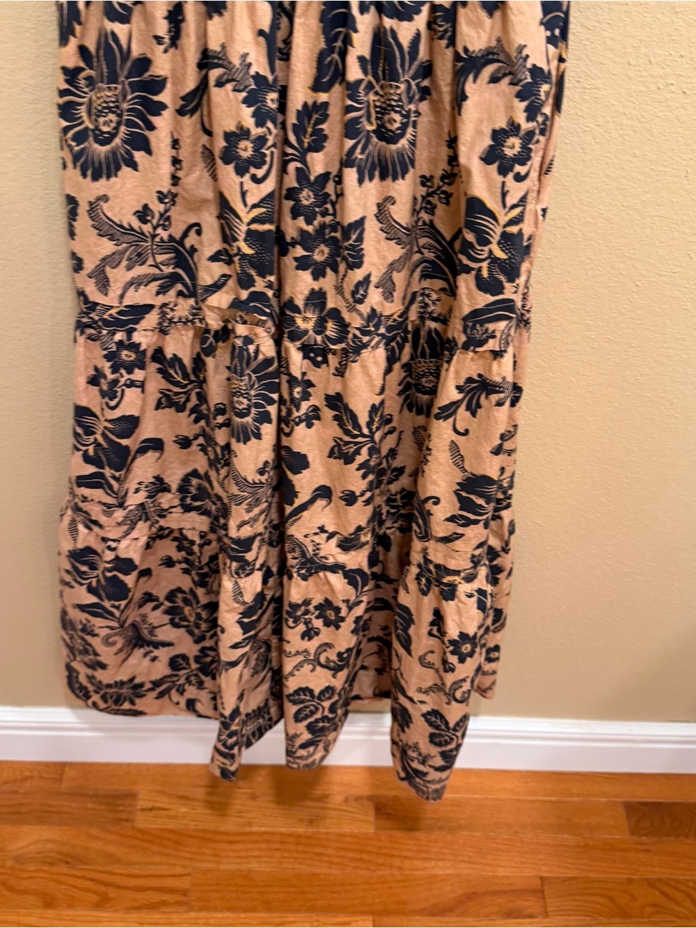 Anthropologie Somerset Tan Floral Tiered Maxi Dress with Smocked Waist Small - Picture 5 of 12